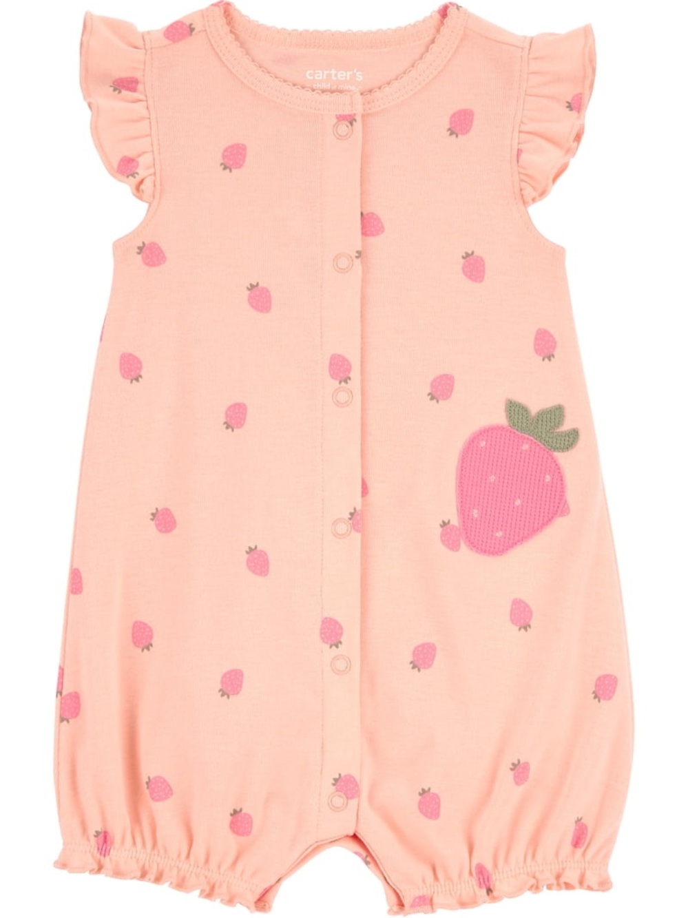 Carter's Strawberry Print Sleeveless Romper in Pink